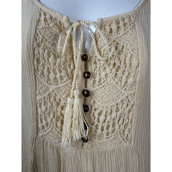 Style & Co Womens 2X Cream Tunic Top With Crochet Lace Detail & Button Tassel Ne - Picture 6 of 16